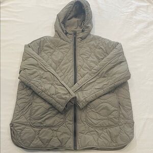 Zara Khaki Hooded Puffer Jacket